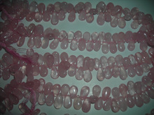 Rose quartz pear briolettes natural strand