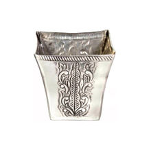 Amson Brass Aluminum Embossed Metal Square Vase, Style : Classic