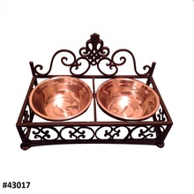 Metal Dog Bowl With Decorative Iron Stand