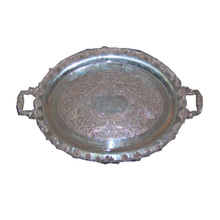 Solid Brass Silver Plated Serving Tray