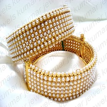 Big Pearl Beaded Gold Plated Bangles, Occasion : Anniversary, Engagement, Gift, Party, Wedding