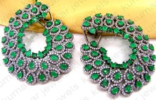 Green Ruby Black Color Earrings, Gender : Women's