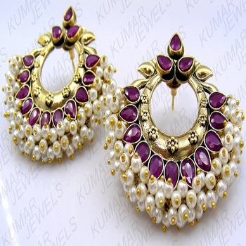 Kumar Jewels Handsome Polki Hoop Earrings