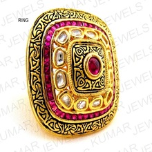 Kundan CZ Stone Filigree Finger Ring