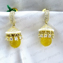 Kumar Jewels Pearl Yellow Drop Jhumki, Occasion : Anniversary, Engagement, Gift, Party, Wedding