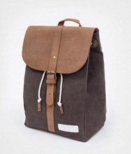 Canvas and Leather Backpack, Color : Grey, Charcoal Black, Khakhi, Blue