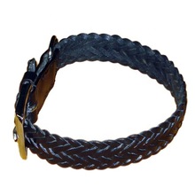 Hand-braided leather dog collar