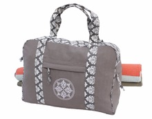 Dark Grey Half Print and Embroidered Yoga mat Bag