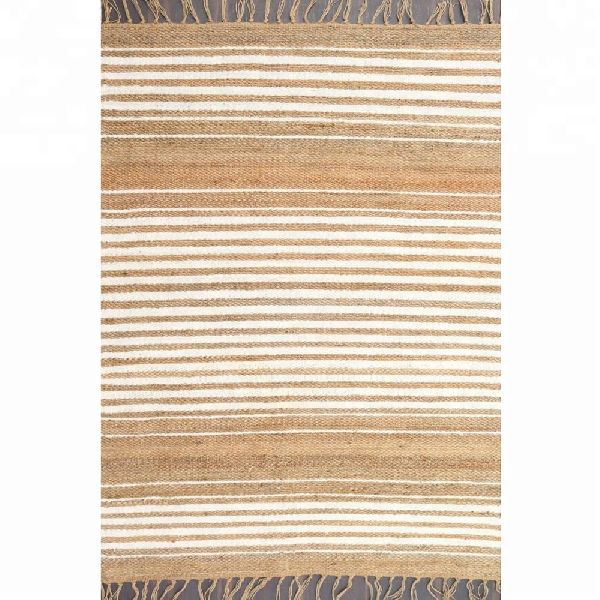 HILTEX Striped jute rug, Technics : Hand Woven