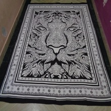 100% Cotton black printed lion tapestry, Size : 240 X 210 CM.