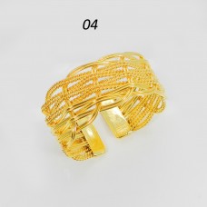 Wire Folding Crafted Rope Design Gold Plated Adjustable Hand Forged Wide Cuff Bracelet