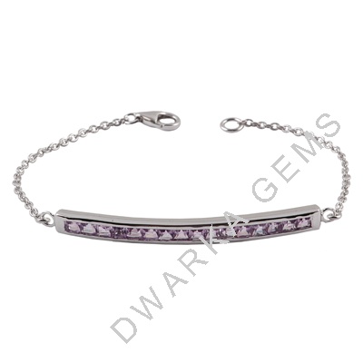 925 Sterling Silver Amethyst Bangle