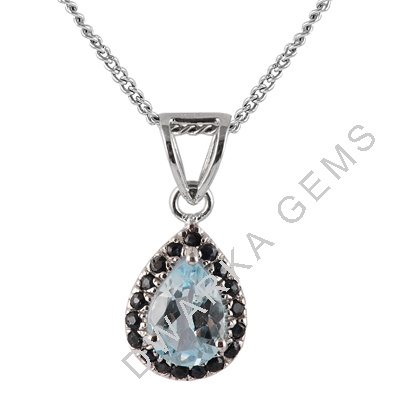 925 Sterling Silver Blue Sapphire And Blue Topaz Pendant