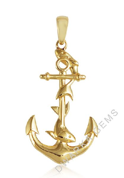 Gold plated anchor shape pendant