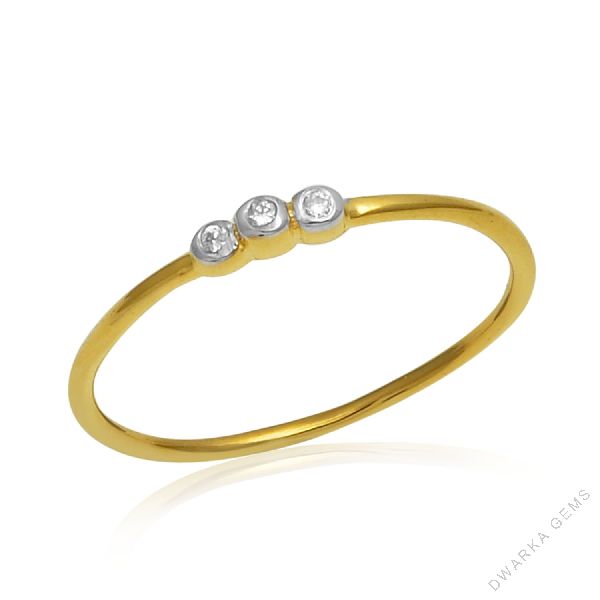Gold Plated Round cut CZ stone Silver Ring