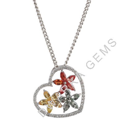 Multi Sapphire Pendant With Diamonds