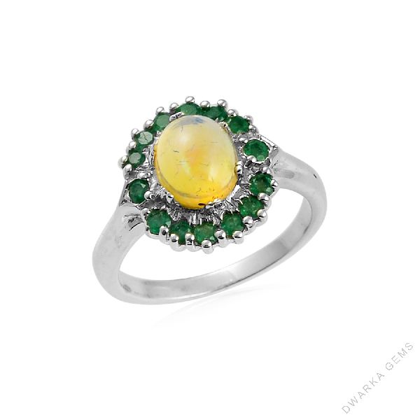 Natural ethiopian opal gemstone rings