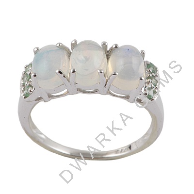Opal and savorite silver ring gemstone silver designer rings
