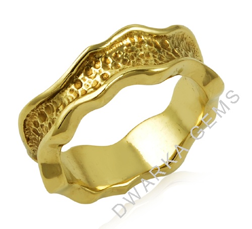 Textured Ring in 925 Sterling Silver with Gold Plating