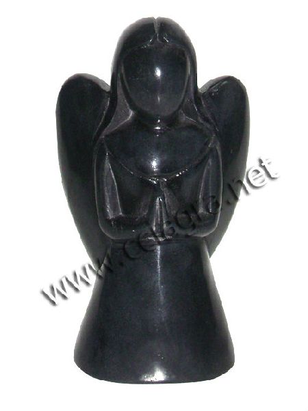 CCI AGRA Black Soapstone Angel Statue, Technique : Carved