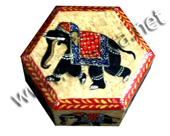 Soapstone Elephant Painting Gift Box