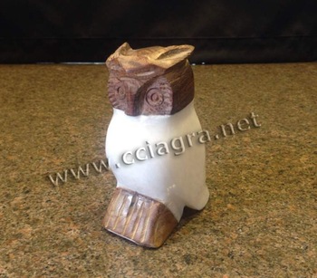 Stone Wood Owl Animal Carvings, for Home Decoration