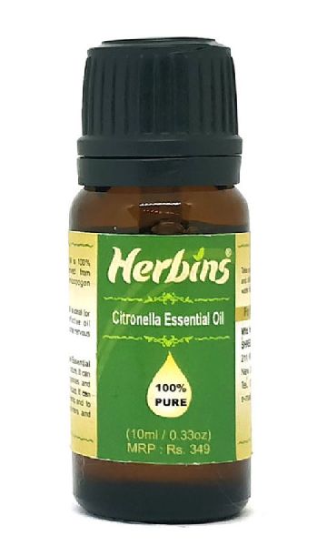 Herbins Citronella Essential Oil 10ml, Color : Pale yellow-brown