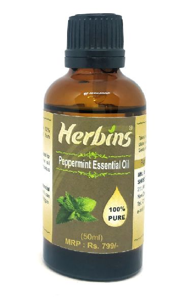 Herbins Peppermint Essential Oil 50ml, Color : Clear to pale yellow, sometimes greenish