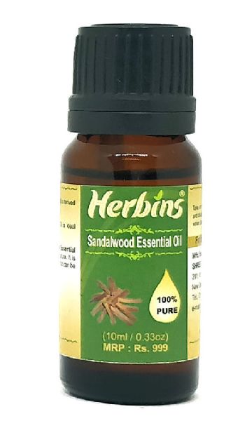 Herbins Sandalwood Essential Oil 10ml, Color : Pale yellow to pale gold