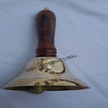 Brass Hand Bell with Wood Handle, Style : Nautical