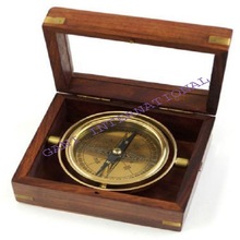 GIMBLE COMPASS WITH WOODEN BOX