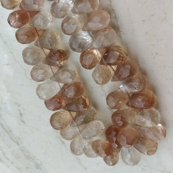 Briolette Faceted Gemstone Beads, Color : Natural