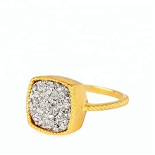 Silver Drusy Gold Plated Sterling Silver Ring