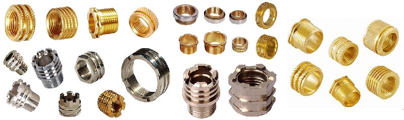 Polished Brass Inserts, for Electrical Fittings, Furniture, Machinery, Color : Golden
