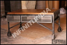 Industrial vintage trolley table
