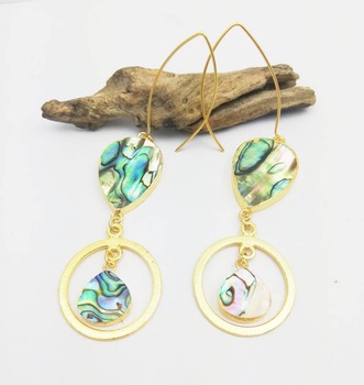 Abalone Shell Gemstone Long Drop Earring