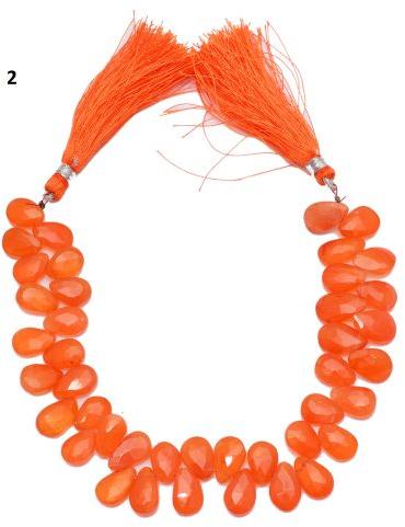 Carnelian Orange 8x10mm Faceted Pear Briolette Bead 8 Inch Long Strand