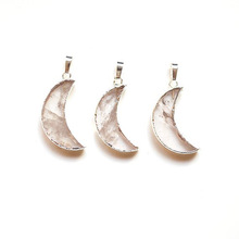 Crystal Quartz Electroplated Half Moon Shape Pendant