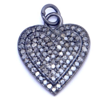 Diamond Set Heart Shape Charm Pendant, Occasion : Gift