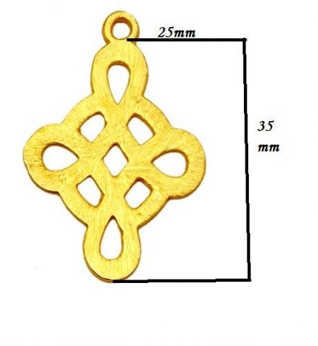 Fancy Cross Brushed Gold Plated Charm Pendant