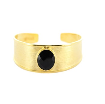 Gold Plated Black Onyx Gemstone Bracelet