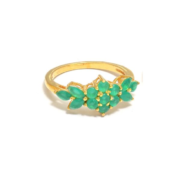 Gold Plated Green Onyx Gemstone Ring, Gender : Children's, Unisex, Women's