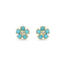 Gold Vermeil Round Turquoise Stud Earring
