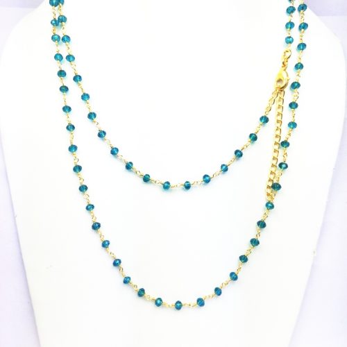 London Blue Topaz 3.5mm Rondelle Bead 36 Inch Rosary Necklace