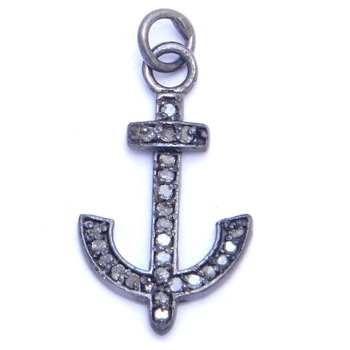 Pave Diamond Set Anchor Charm Pendant, Occasion : Gift