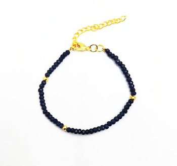 Rondelle Bead Bracelet, Main Stone : Blue Sapphire Pyrite