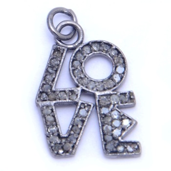Trendy Pave Diamond LOVE Charm Pendant, Occasion : Gift