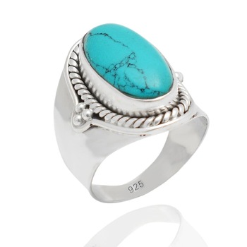 Turquoise Gemstone Bezel Rings, Gender : Children's, Men's, Unisex, Women's