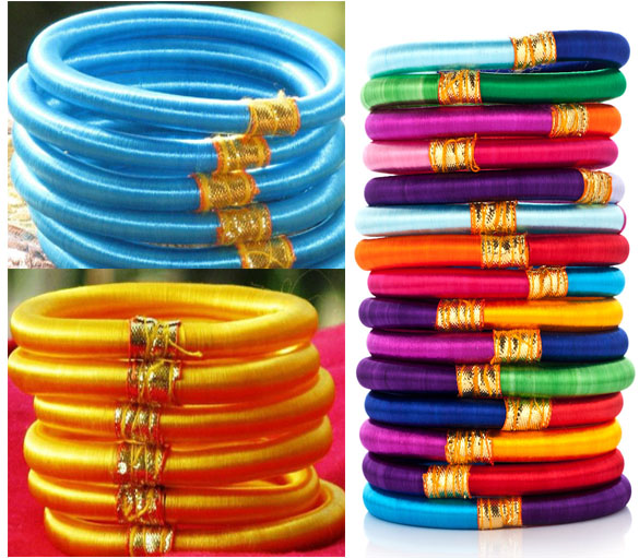 10 Solid Color Silk Thread Wrap Bangles Bracelet