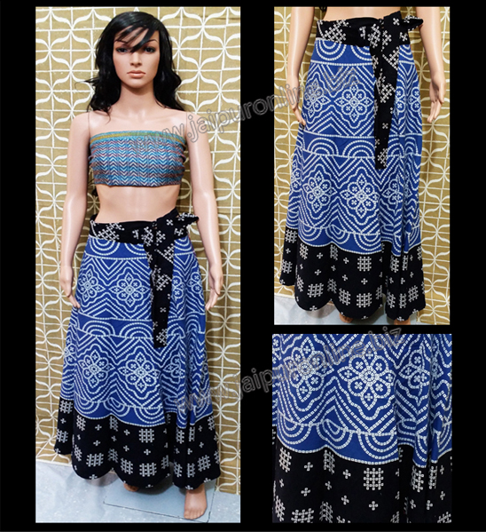 Bandhej Printed Designer Long Wrap Around Skirt